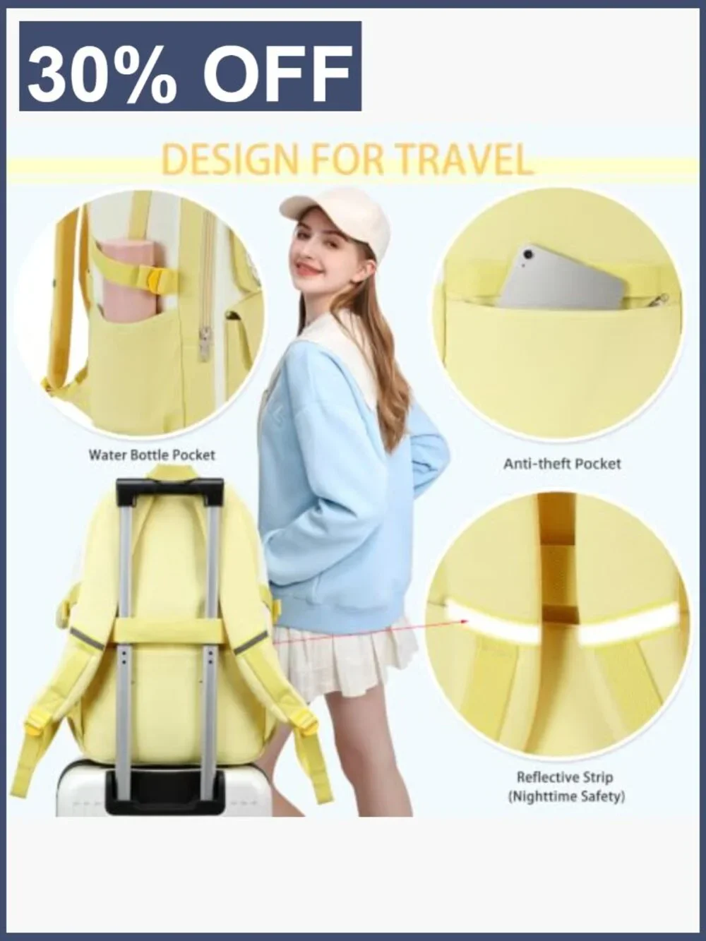Kids Backpack with Lace Trim, Detachable Coin Purse, 15.6'' Laptop Compartment,